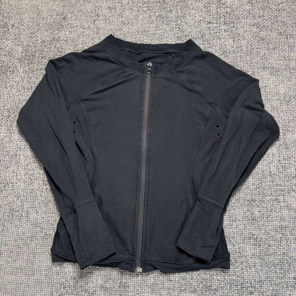 Lululemon‎ Full Zip Active Jacket Women 4 Black Athleisure Yoga Thumbhole
